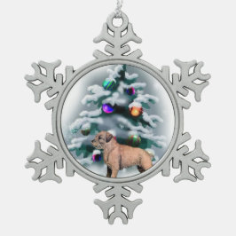 テリア縁どクリスマス スノーフレークピューターオーナメント
