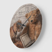 テリア縁どーとテディ・ベアの時計読の時計 ラージ壁時計 (傾斜)
