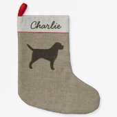 テリア縁どーシルエットかわいい犬の恋人の休日 スモールクリスマスストッキング (正面)