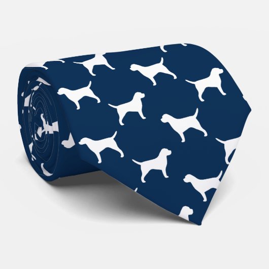テリア縁どーシルエット模様ドッグ恋人 ネクタイ (ロール)