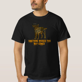 テリア縁どードッグシルエットおもしろいオレンジハロウィーン Tシャツ