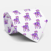 テリア縁どードッグシルエット紫ホワイトネック ネクタイ (ロール)