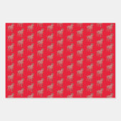 テリア縁どードッグシルエット赤いメリーウォフマス ラッピングペーパーシート (正面3)