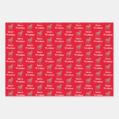 テリア縁どードッグシルエット赤いメリーウォフマス ラッピングペーパーシート (正面)