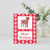 テリア縁どードッグシルエット赤メリークリスマス ポストカード (スタンド正面)