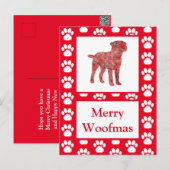 テリア縁どードッグシルエット赤メリークリスマス ポストカード (正面/裏面)