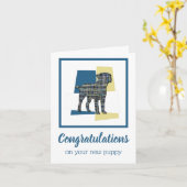 テリア縁どー新しい子犬おめでとう カード (黄色い花)