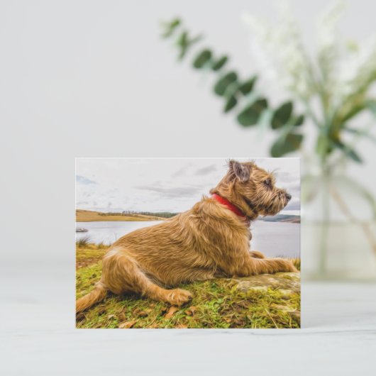 テリア縁どー油効果絵を描印刷はがき ポストカード (スタンド正面)