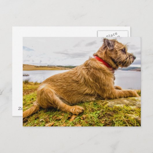 テリア縁どー油効果絵を描印刷はがき ポストカード (正面/裏面)