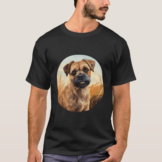 テリア縁どー犬かわいい犬が犬のモチーフを育ておもしろいる Tシャツ (正面)