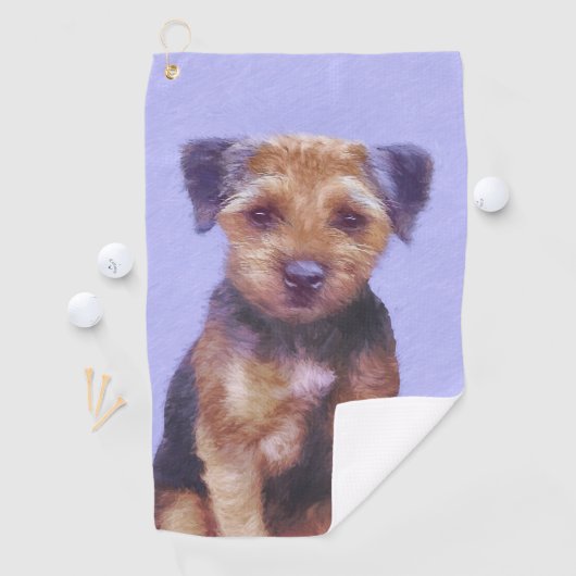 テリア縁どー絵画ズ – かわいいオリジナルドッグアート ゴルフタオル (インサイチュ)