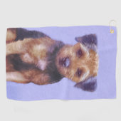 テリア縁どー絵画ズ – かわいいオリジナルドッグアート ゴルフタオル (横)