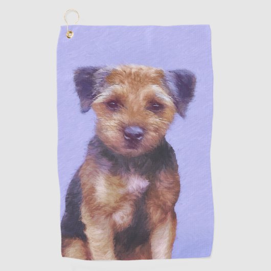 テリア縁どー絵画ズ – かわいいオリジナルドッグアート ゴルフタオル (正面)