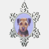 テリア縁どー絵画ズ – かわいいオリジナルドッグアート スノーフレークピューターオーナメント (右)