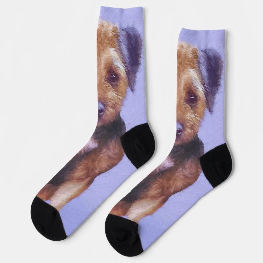 テリア縁どー絵画ズ – かわいいオリジナルドッグアート ソックス (左)