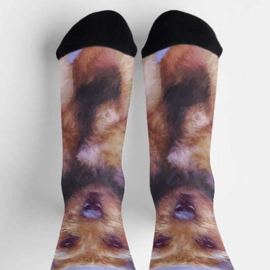 テリア縁どー絵画ズ – かわいいオリジナルドッグアート ソックス (上部)