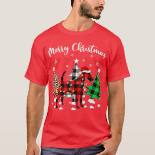 テリア・クリスティマのヒョウ・バッファロー・プレイド・マッチング Tシャツ