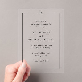 テリモノグラム縁どモダン結婚ズ アクリル招待状