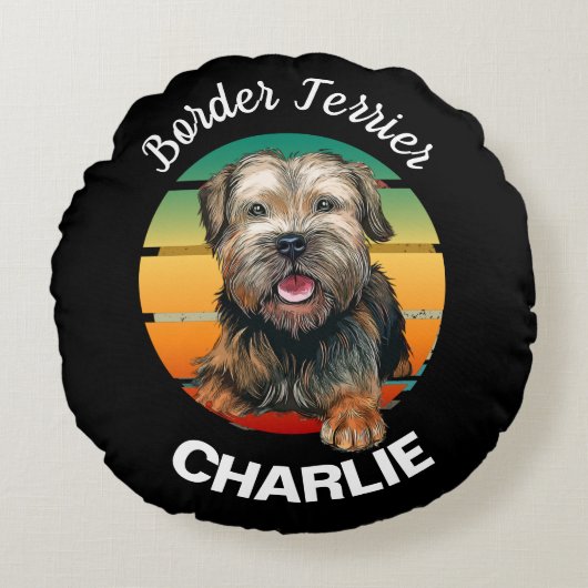 テリ縁どアカスタムー円枕 ラウンドクッション (正面)