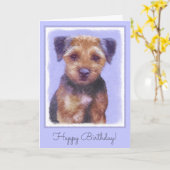 テリ縁どアーズ-かわいいオリジナルのドッグアート カード (黄色い花)