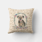 テリ縁どア・ドッグ・ポー・プリント&フローラカワイ クッション (裏面)