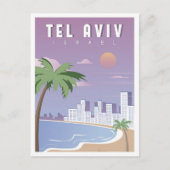 テルアビブイスラエルヴィンテージトラベルイラストレーション ポストカード (正面)
