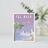 テルアビブイスラエルヴィンテージトラベルイラストレーション ポストカード (スタンド正面)