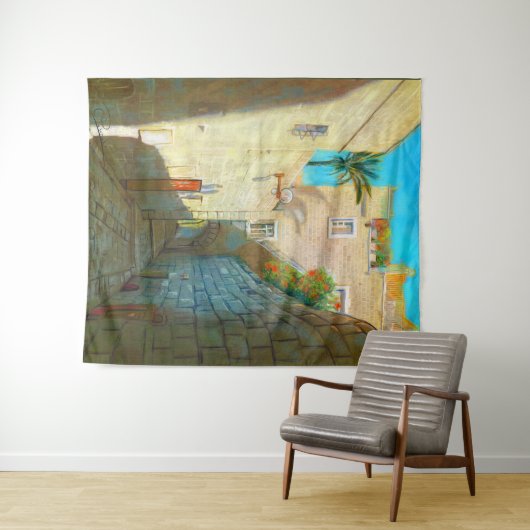テルアビブジャフォオールドシティイスラエル旅行油絵 タペストリー (インサイチュ(横))