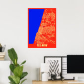 テルアビブ – イスラエルレトロシティマップ ポスター (ホームオフィス)