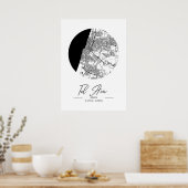 テルアビブ – イスラエル黒水シティマップ ポスター (キッチン)