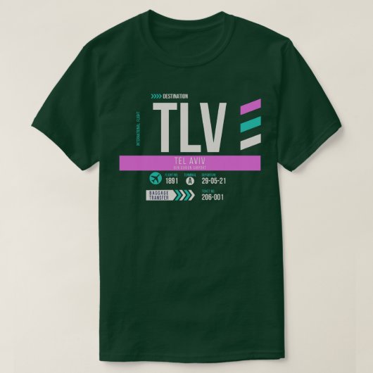テルアビブTLV空港コード手荷物ラベル1 Tシャツ (デザイン正面)