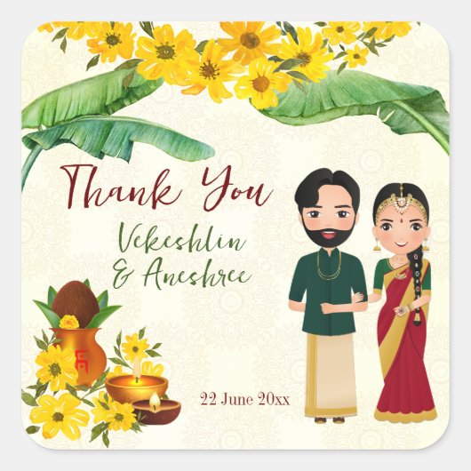 テルグタミルサウスインディアン結婚ズ スクエアシール (正面)