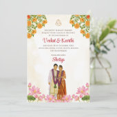 テルグ語の結婚式カードとタミル語の結婚式の招待状 招待状 (スタンド正面)