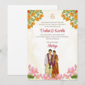 テルグ語の結婚式カードとタミル語の結婚式の招待状 招待状 (正面/裏面)