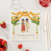 テルグ・タミル結婚ルのマリゴールド・バナナの木 スタンダードランチョンナプキン (インサイチュ)