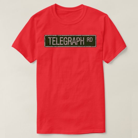 テレグラフロード緑と白い通りのサイン割れた Tシャツ (デザイン正面)