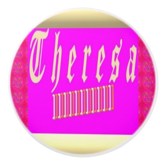 テレサデザインショッキングピンクと金ゴールドセラミックプル セラミックノブ (正面)