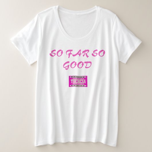 テレサ名デザイン深いピンクと催眠記号 プラスサイズTシャツ (デザイン正面)