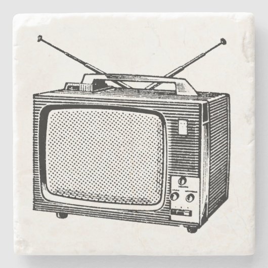 テレバイザーヴィンテージイラストレーション退職コースター ストーンコースター (正面)