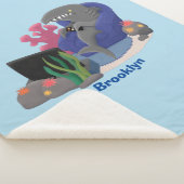 テレビおもしろいアニメを見ているサメ シェルパブランケット (3/4)