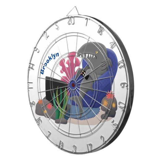 テレビおもしろいアニメを見ているサメ ダーツボード (正面右)