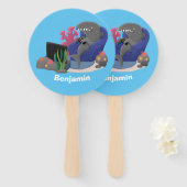 テレビおもしろいアニメを見ているサメ ハンドファン (正面&裏面)