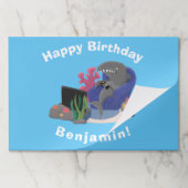 テレビおもしろいアニメを見ているサメ ペーパーパッド (折り畳み)