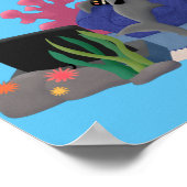 テレビおもしろいアニメを見ているサメ ポスター (角)