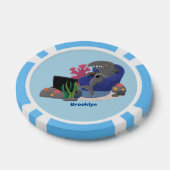 テレビおもしろいアニメを見ているサメ ポーカーチップ (シングル)