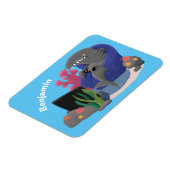 テレビおもしろいアニメを見ているサメ マグネット (左側)