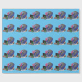 テレビおもしろいアニメを見ているサメ ラッピングペーパー (フラット)