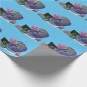 テレビおもしろいアニメを見ているサメ ラッピングペーパー (角)