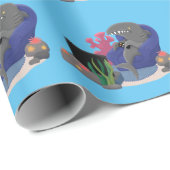 テレビおもしろいアニメを見ているサメ ラッピングペーパー (ロールコーナー)