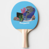 テレビおもしろいアニメを見ているサメ 卓球ラケット (正面)